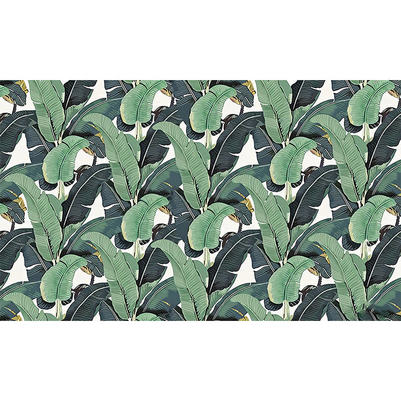 Tropical Banana Leaves Wall Mural for Thai Restaurant, Custom-Made Wall Covering in Green Clearhalo 'Wall Decor' 'Wall Mural' 976876