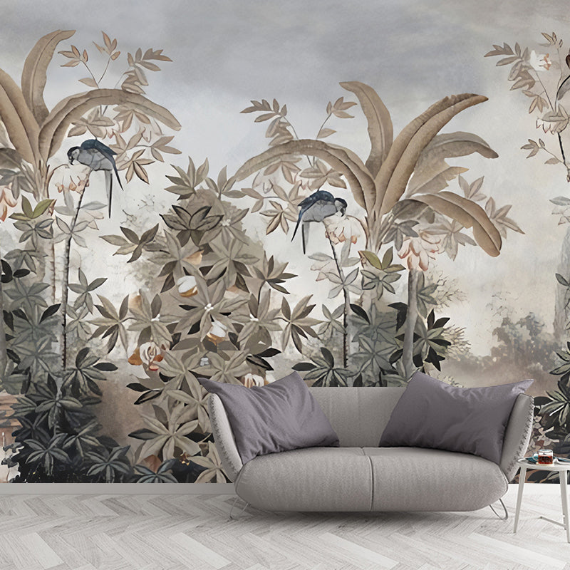 Water-Resistant Plant Wall Mural Custom-Printed Minimalist Wall Covering for Living Room Decor Clearhalo 'Wall Decor' 'Wall Mural' 977320