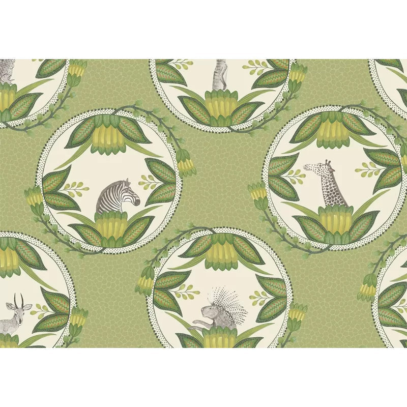 Green and White Giraffe Mural Wallpaper Stain-Resistant Wall Art for Living Room Decor Clearhalo 'Wall Decor' 'Wall Mural' 977862