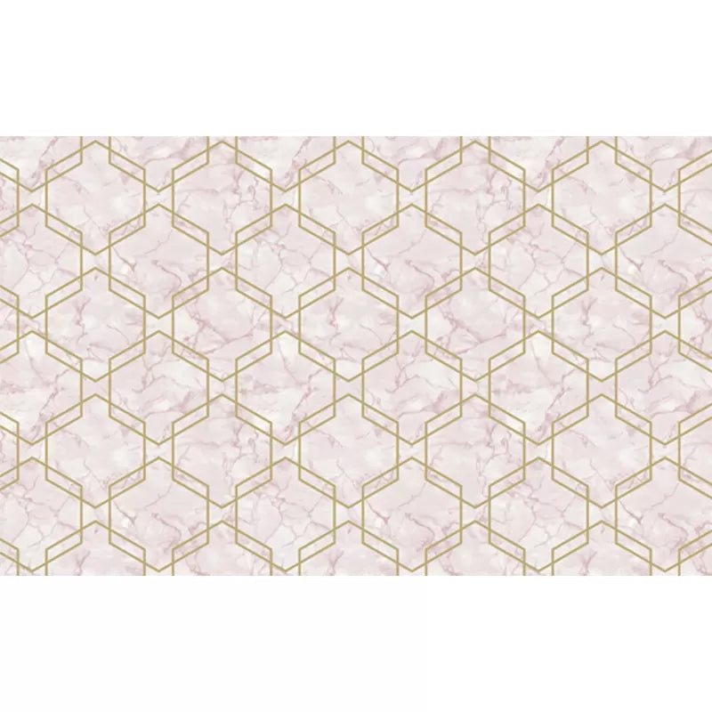 Simple Hexagon Wall Mural Decal for Bedroom Decoration, Purple and Yellow, Made to Measure Clearhalo 'Wall Decor' 'Wall Mural' 977912