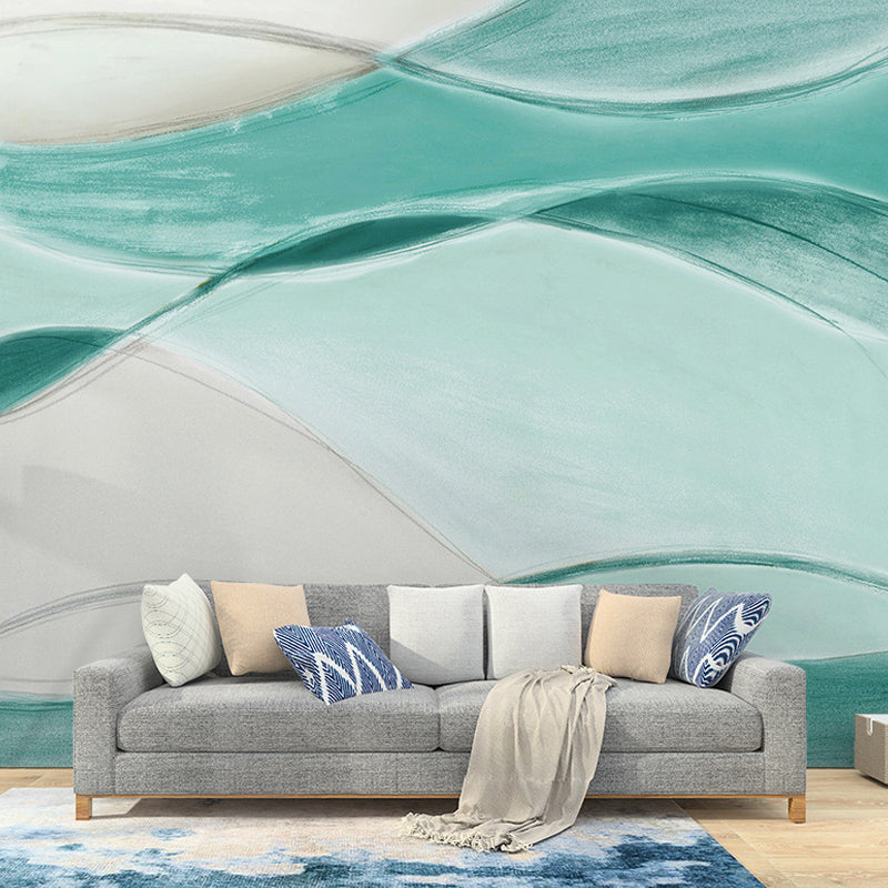 Ripple Surface Wall Mural Decal in Green, Contemporary Wall Covering for Accent Wall Green-Blue Clearhalo 'Wall Decor' 'Wall Mural' 978776