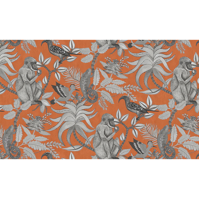 Fresh Jungle and Animal Mural Wallpaper for Accent Wall, Natural Color, Made to Measure Clearhalo 'Wall Decor' 'Wall Mural' 979099