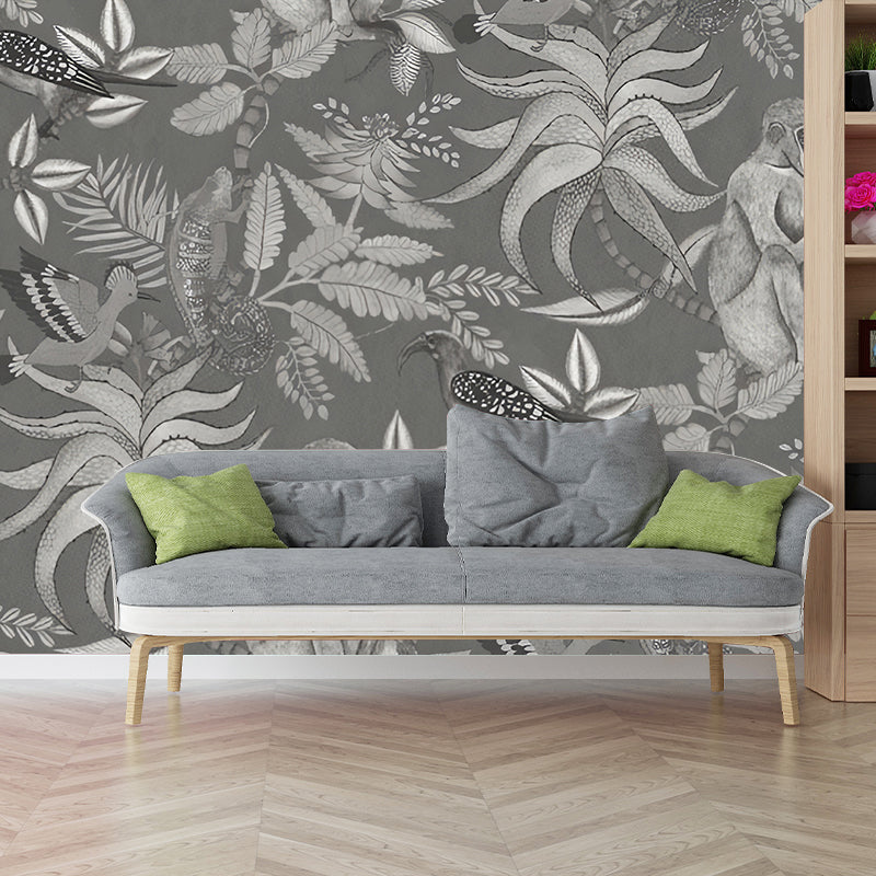 Fresh Jungle and Animal Mural Wallpaper for Accent Wall, Natural Color, Made to Measure Clearhalo 'Wall Decor' 'Wall Mural' 979102