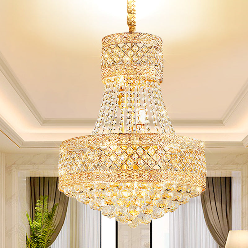 5 Bulbs Empire Style Drop Lamp Baroque Gold Opulent Crystal Chandelier Pendant Light Clearhalo 'Ceiling Lights' 'Chandeliers' Lighting' options 979566