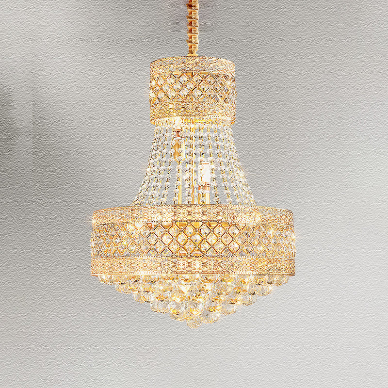 5 Bulbs Empire Style Drop Lamp Baroque Gold Opulent Crystal Chandelier Pendant Light Clearhalo 'Ceiling Lights' 'Chandeliers' Lighting' options 979568