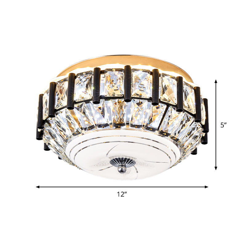 Modern Round Ceiling Mounted Fixture Crystal Block LED Corridor Flush Lighting in Black Clearhalo 'Ceiling Lights' 'Close To Ceiling Lights' 'Close to ceiling' 'Flush mount' Lighting' 979668