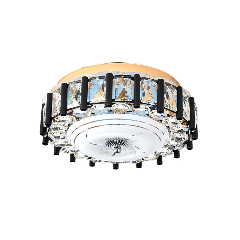 Modern Round Ceiling Mounted Fixture Crystal Block LED Corridor Flush Lighting in Black Clearhalo 'Ceiling Lights' 'Close To Ceiling Lights' 'Close to ceiling' 'Flush mount' Lighting' 979672