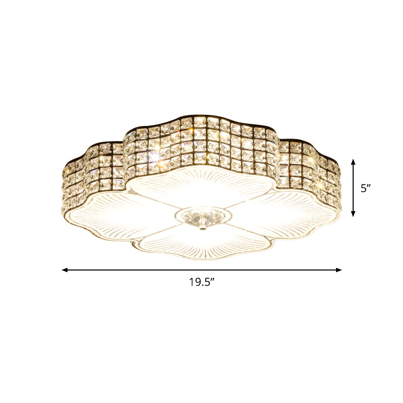 Contemporary LED Ceiling Flush with Crystal-Encrusted Shade Black Flower Flush Mounted Light Clearhalo 'Ceiling Lights' 'Close To Ceiling Lights' 'Close to ceiling' 'Flush mount' Lighting' 979711