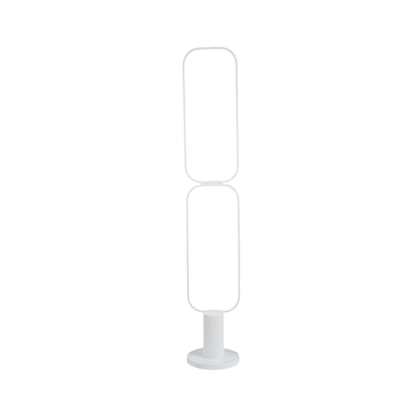 1/2 Tiers Rectangle Standing Light Minimalist Metal LED Bedroom Reading Floor Lamp in Black/White Clearhalo 'Floor Lamps' 'Lamps' Lighting' 979917