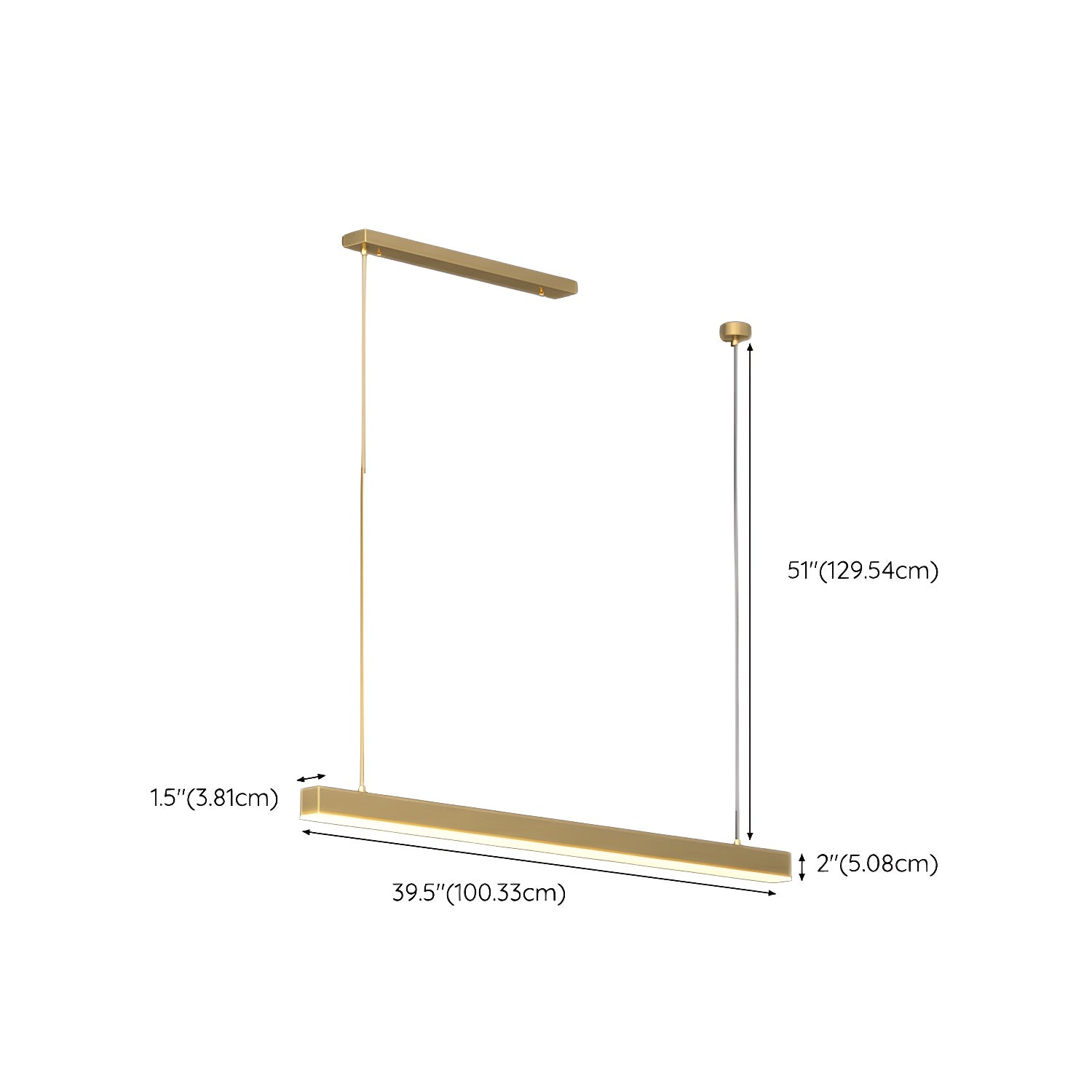 Modern Brass Island Light with Adjustable Hanging Length and Acrylic Shade
