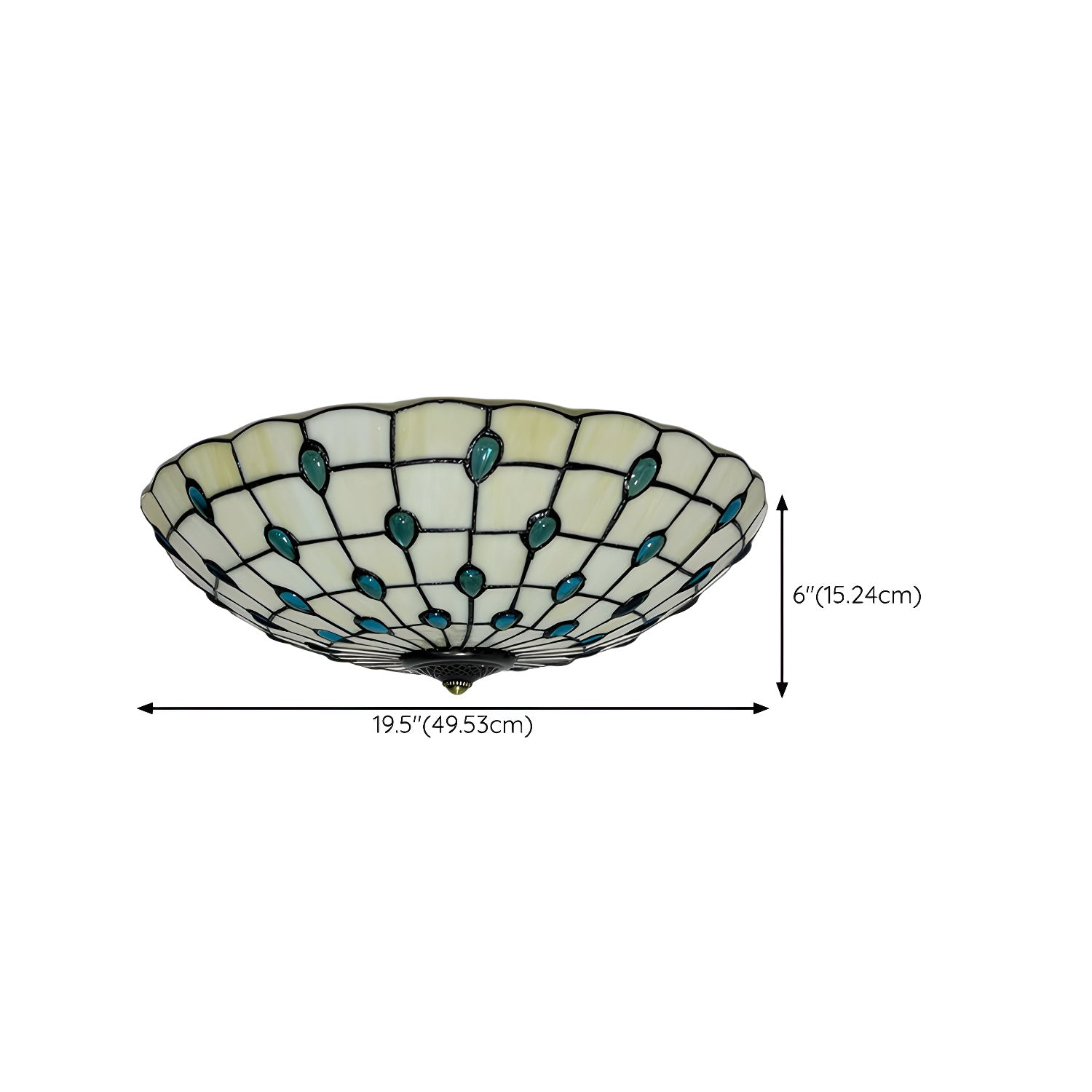 Tiffany Style Metal Flush Mount Ceiling Light with White Glass Shade