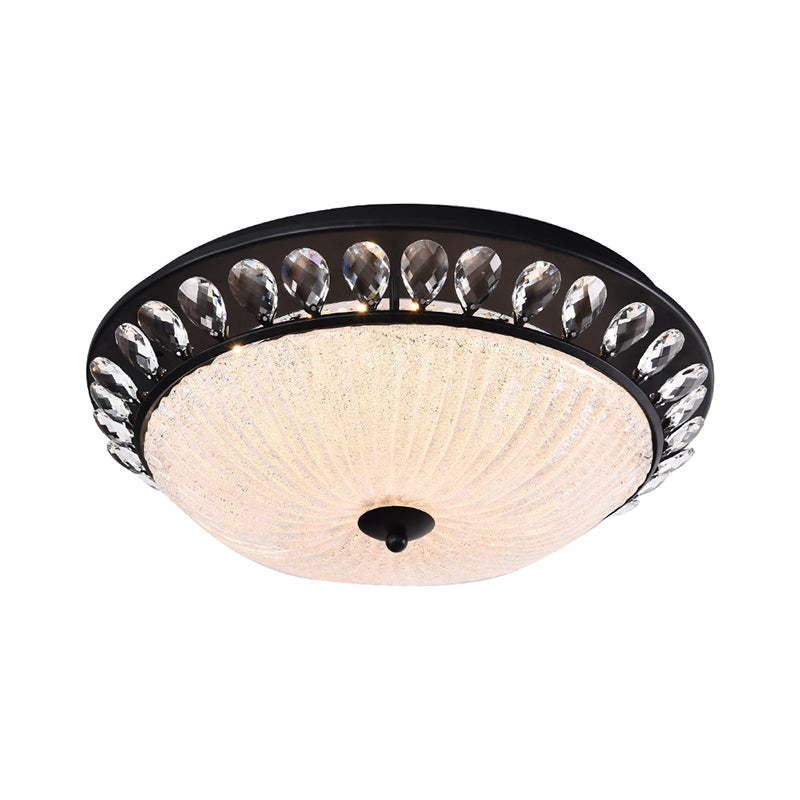 Clear Crystal Glass Dome Flushmount Modern LED Black Flush Mounted Light for Bedroom Clearhalo 'Ceiling Lights' 'Close To Ceiling Lights' 'Close to ceiling' 'Flush mount' Lighting' 982550
