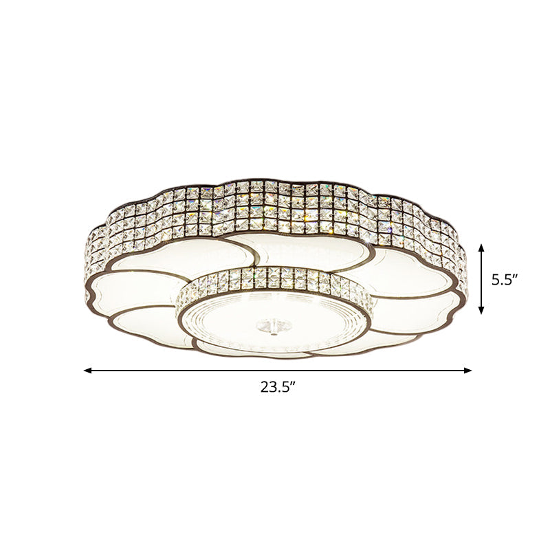 Flower Shape Bedroom Flush Mount Fixture Crystal Encrusted LED Contemporary Flush Lamp in Coffee Clearhalo 'Ceiling Lights' 'Close To Ceiling Lights' 'Close to ceiling' 'Flush mount' Lighting' 982555