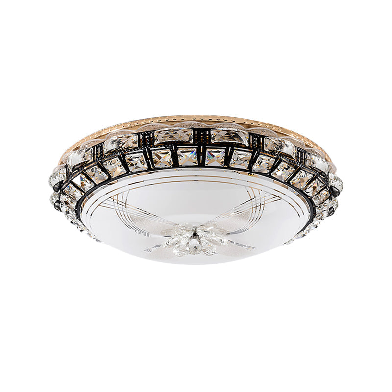 Beveled Crystal Domed Ceiling Mounted Fixture Modern LED Flush Lighting in Black for Bedroom Clearhalo 'Ceiling Lights' 'Close To Ceiling Lights' 'Close to ceiling' 'Flush mount' Lighting' 982580