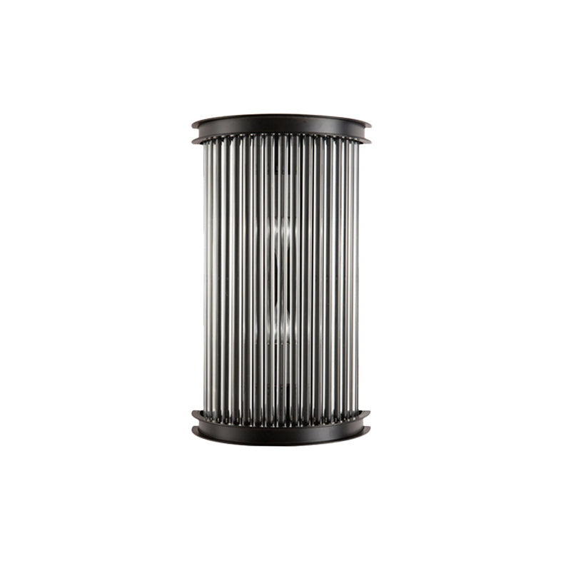 Black Half-Cylinder Wall Light Sconce Minimalism 2 Bulbs Crystal Strip Wall Lamp Fixture for Bedside Clearhalo 'Cast Iron' 'Glass' 'Industrial' 'Modern wall lights' 'Modern' 'Tiffany' 'Traditional wall lights' 'Wall Lamps & Sconces' 'Wall Lights' Lighting' 982620