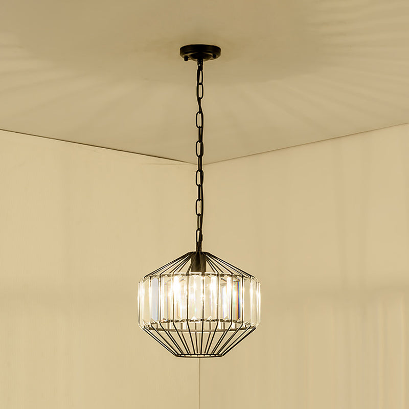 Geometric Crystal Block Hanging Lighting Modern 1 Head Black Ceiling Pendant Lamp Clearhalo 'Ceiling Lights' 'Modern Pendants' 'Modern' 'Pendant Lights' 'Pendants' Lighting' 982719