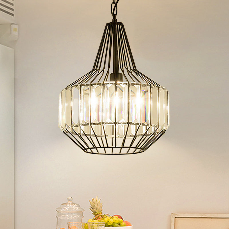 Black Teardrop-Like Pendulum Light Minimalism 1 Bulb Clear Crystal Rectangle Suspension Lamp Black B Clearhalo 'Ceiling Lights' 'Modern Pendants' 'Modern' 'Pendant Lights' 'Pendants' Lighting' 982722
