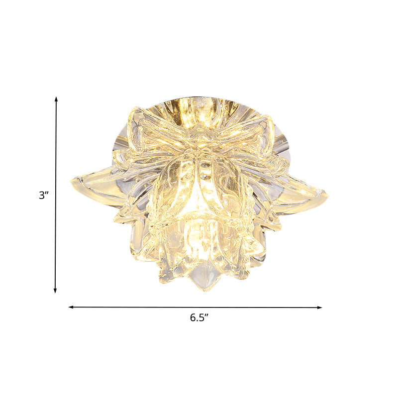 Daffodils Blossom Small LED Flush Mount Modern Clear Crystal Ceiling Flushmount Lamp for Corridor Clearhalo 'Ceiling Lights' 'Close To Ceiling Lights' 'Close to ceiling' 'Flush mount' Lighting' 982842