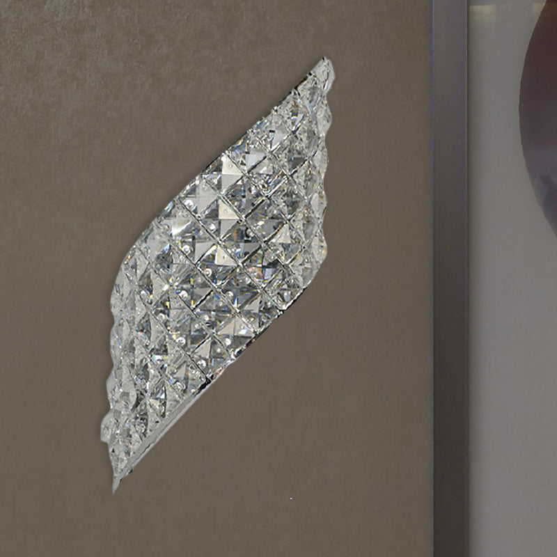 Twisted Leaf Clear Cut Crystal Sconce Minimalistic 4 Bulbs Corner Wall Mounted Lamp Clearhalo 'Modern wall lights' 'Modern' 'Wall Lamps & Sconces' 'Wall Lights' Lighting' 982965