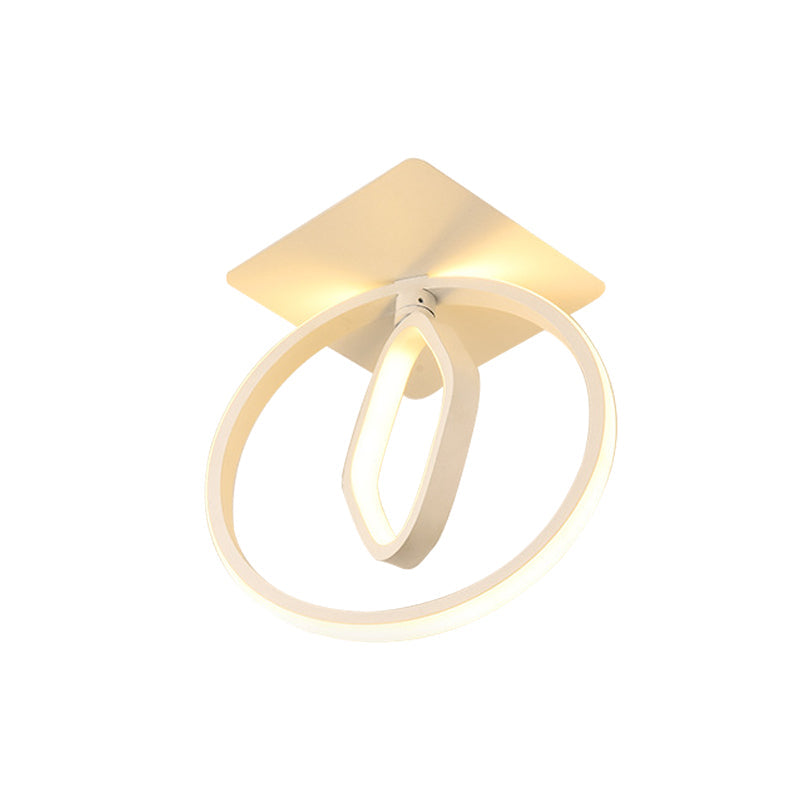 Ring and Rhombus Flush Mount Modern Acrylic White/Black LED Ceiling Lighting in White/Warm Light for Bedroom Clearhalo 'Ceiling Lights' 'Close To Ceiling Lights' 'Close to ceiling' 'Flush mount' Lighting' 983065