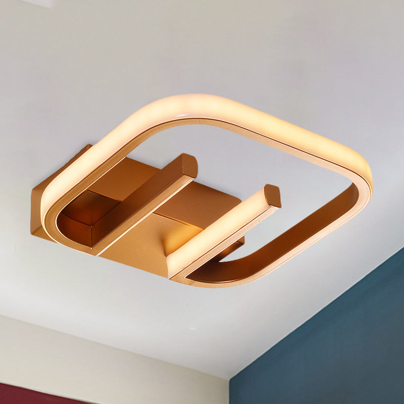 Metallic Geometrical Flush Mount Nordic White/Black/Gold LED Ceiling Light Fixture in White/Warm Light for Hallway Clearhalo 'Ceiling Lights' 'Close To Ceiling Lights' 'Close to ceiling' 'Flush mount' Lighting' 983088
