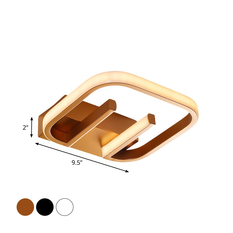 Metallic Geometrical Flush Mount Nordic White/Black/Gold LED Ceiling Light Fixture in White/Warm Light for Hallway Clearhalo 'Ceiling Lights' 'Close To Ceiling Lights' 'Close to ceiling' 'Flush mount' Lighting' 983090