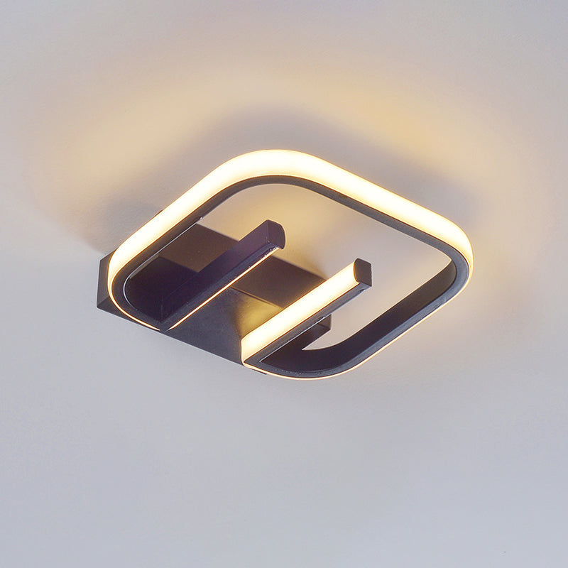 Metallic Geometrical Flush Mount Nordic White/Black/Gold LED Ceiling Light Fixture in White/Warm Light for Hallway Clearhalo 'Ceiling Lights' 'Close To Ceiling Lights' 'Close to ceiling' 'Flush mount' Lighting' 983094