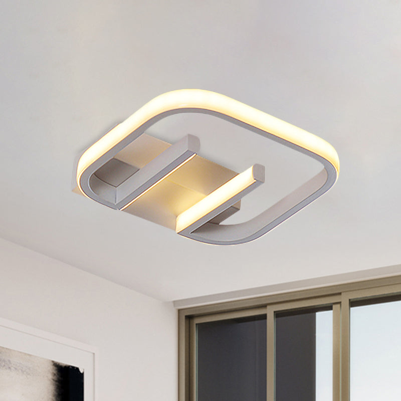 Metallic Geometrical Flush Mount Nordic White/Black/Gold LED Ceiling Light Fixture in White/Warm Light for Hallway White Clearhalo 'Ceiling Lights' 'Close To Ceiling Lights' 'Close to ceiling' 'Flush mount' Lighting' 983095