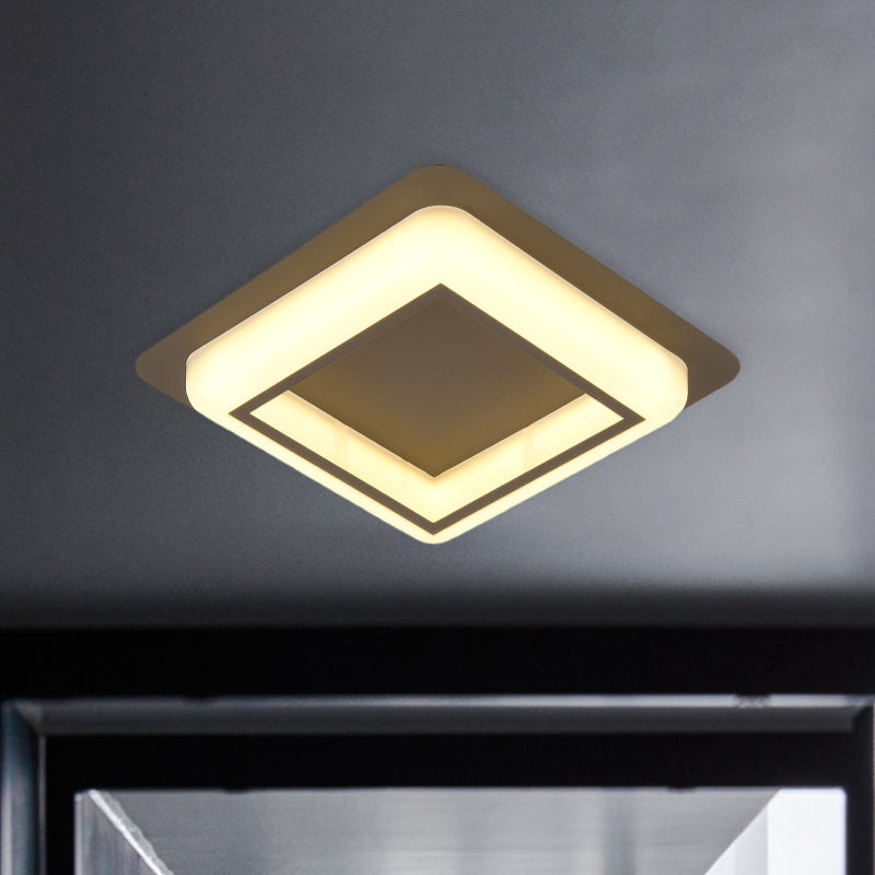 Square Ceiling Flush Mount Contemporary Acrylic Bedroom LED Flush Light Fixture in White/Black/Grey Clearhalo 'Ceiling Lights' 'Close To Ceiling Lights' 'Close to ceiling' 'Flush mount' Lighting' 983108
