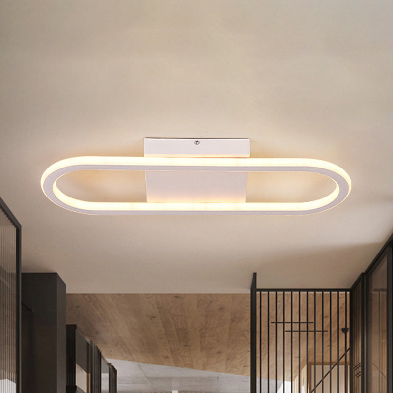 15"/19" L Metal Ellipse Flush Light Simplicity Black/White LED Ceiling Mounted Fixture, White/Warm Light Clearhalo 'Ceiling Lights' 'Close To Ceiling Lights' 'Close to ceiling' 'Flush mount' Lighting' 983149