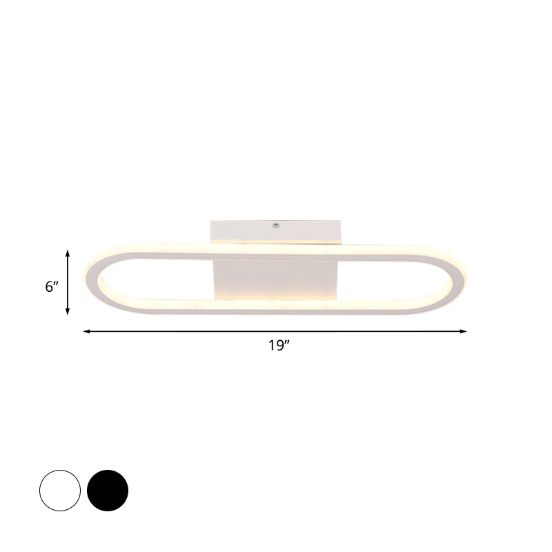 15"/19" L Metal Ellipse Flush Light Simplicity Black/White LED Ceiling Mounted Fixture, White/Warm Light Clearhalo 'Ceiling Lights' 'Close To Ceiling Lights' 'Close to ceiling' 'Flush mount' Lighting' 983151