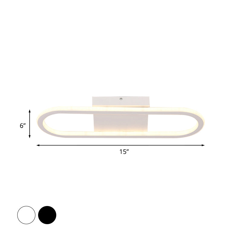 15"/19" L Metal Ellipse Flush Light Simplicity Black/White LED Ceiling Mounted Fixture, White/Warm Light Clearhalo 'Ceiling Lights' 'Close To Ceiling Lights' 'Close to ceiling' 'Flush mount' Lighting' 983156