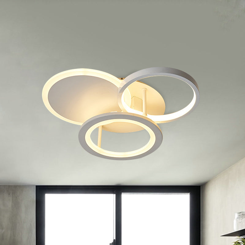 16"/19.5" W Metal Circular Semi Flush Mount Simplicity LED White Flush Ceiling Light for Bedroom, White/Warm Light Clearhalo 'Ceiling Lights' 'Close To Ceiling Lights' 'Close to ceiling' 'Semi-flushmount' Lighting' 983177