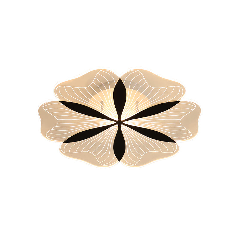 Black Floral Shaped Flush Mount Minimal Metal LED Ceiling Light Fixture in White/Warm Light for Bedroom Clearhalo 'Ceiling Lights' 'Close To Ceiling Lights' 'Close to ceiling' 'Flush mount' Lighting' 983188