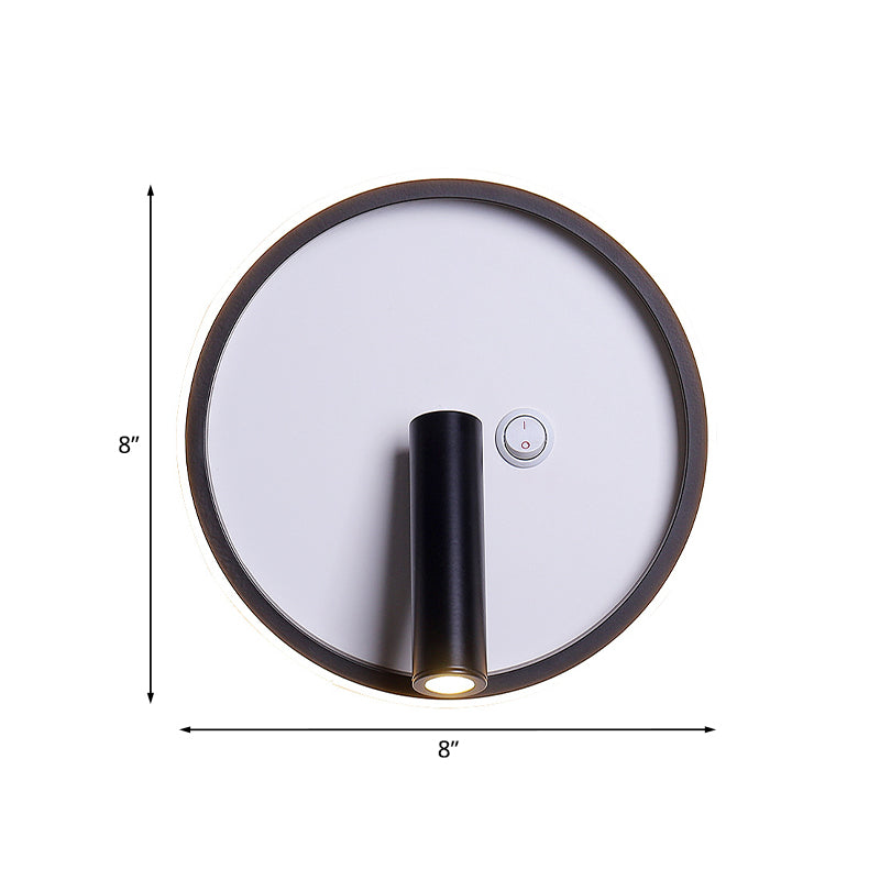 Contemporary Circle/Square/Ellipse Sconce Metal LED Bedside Wall Lighting in Black, White/Warm Light Clearhalo 'Cast Iron' 'Glass' 'Industrial' 'Modern wall lights' 'Modern' 'Tiffany' 'Traditional wall lights' 'Wall Lamps & Sconces' 'Wall Lights' Lighting' 983210