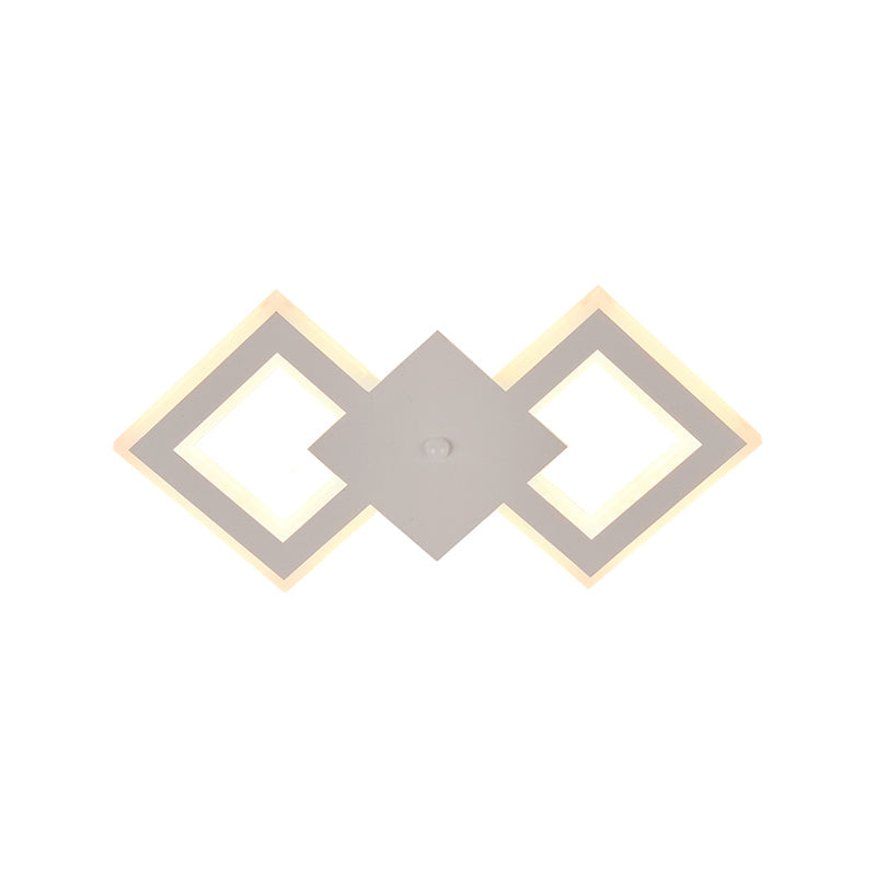 Black/White Rhombus Wall Lighting Idea Nordic LED Metal Sconce Light Fixture for Bedroom, White/Warm Light Clearhalo 'Cast Iron' 'Glass' 'Industrial' 'Modern wall lights' 'Modern' 'Tiffany' 'Traditional wall lights' 'Wall Lamps & Sconces' 'Wall Lights' Lighting' 983236