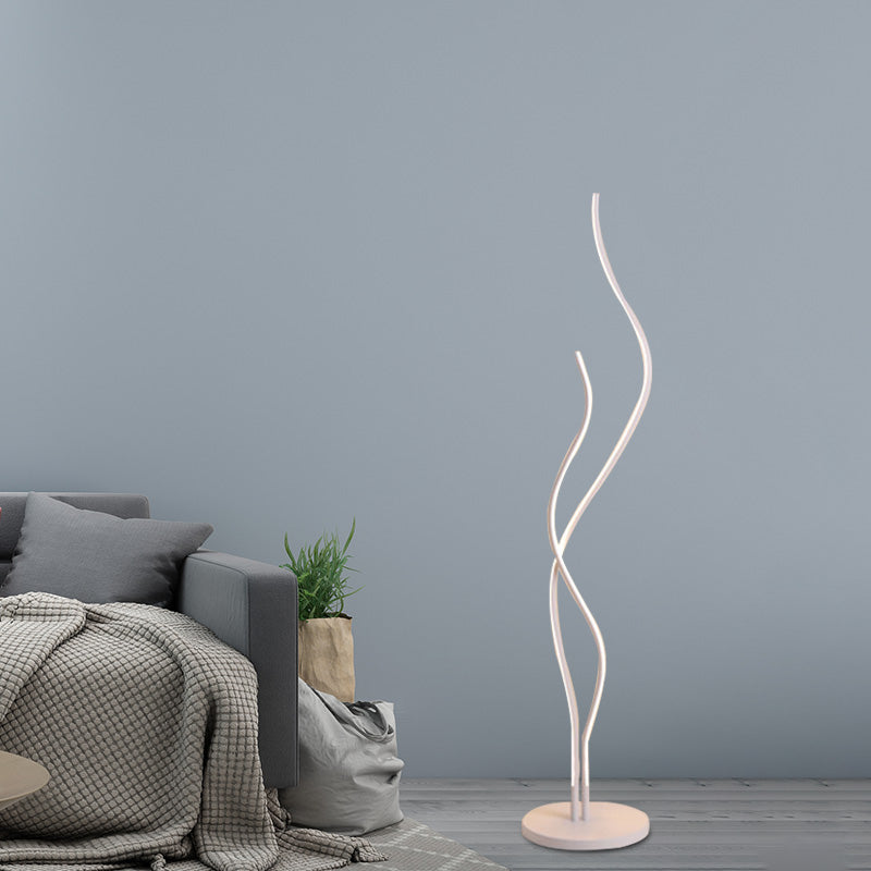 Modernist Waving Line Stand Up Lamp Acrylic LED Bedroom Reading Floor Light in Black/White Clearhalo 'Floor Lamps' 'Lamps' Lighting' 983488