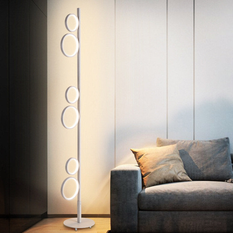 Sphere Shape Stand Up Lamp Nordic Acrylic Black/White/Gold LED Floor Lighting in Warm/White Light White Clearhalo 'Floor Lamps' 'Lamps' Lighting' 983507