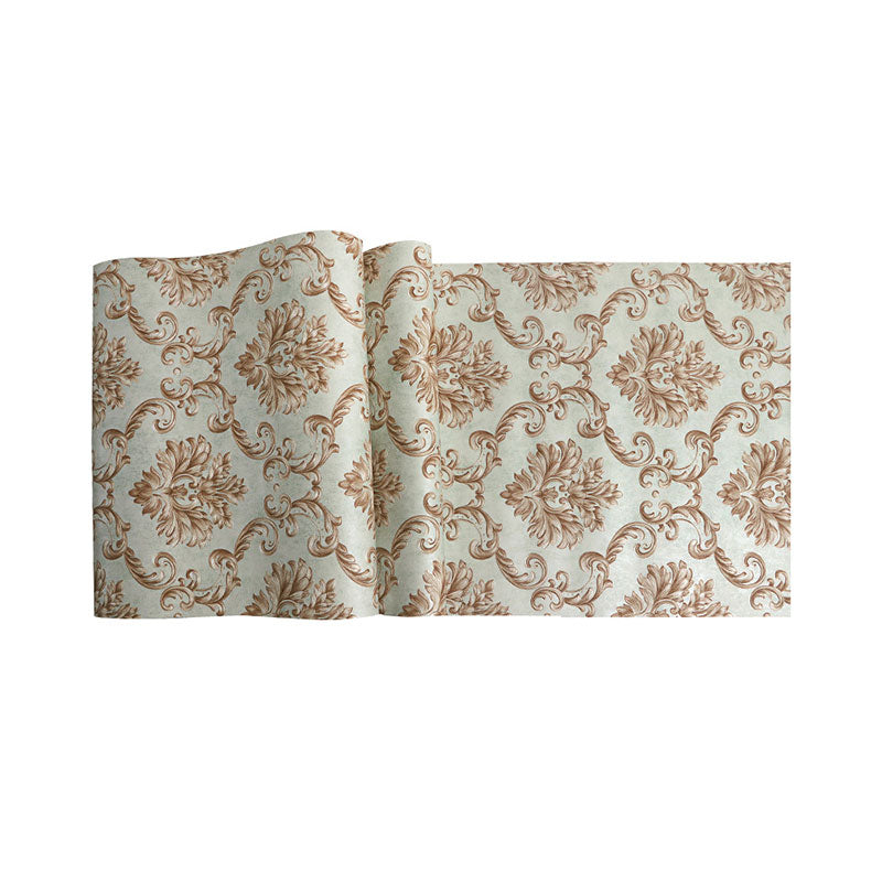 Neutral Color Damask Design Wallpaper Water-Resistant Wall Covering, 33-foot x 20.5-inch Clearhalo 'Vintage wall decor' 'Vintage' 'Wallpaper' Wall Decor' 984351