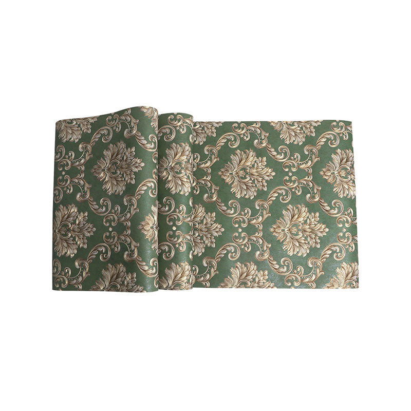 Neutral Color Damask Design Wallpaper Water-Resistant Wall Covering, 33-foot x 20.5-inch Clearhalo 'Vintage wall decor' 'Vintage' 'Wallpaper' Wall Decor' 984360
