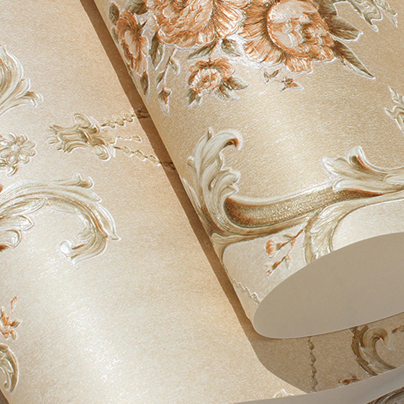 Elegant Damask Design Wallpaper Roll for Guest Room Decor, Light Color, 33'L x 20.5"W Clearhalo 'Vintage wall decor' 'Vintage' 'Wallpaper' Wall Decor' 984516