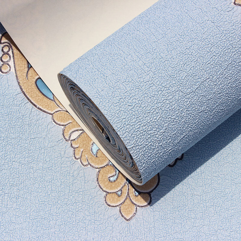 Countryside Damasque Wall Art in Light Color Non-Woven Fabric Wallpaper for Home Decor, 33' by 20.5" Clearhalo 'Vintage wall decor' 'Vintage' 'Wallpaper' Wall Decor' 984519