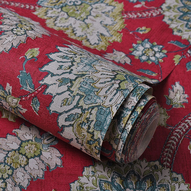 Bohemian Wallpaper Roll in Neutral Color Flower and Leaf Wall Covering for Living Room, 57.1 sq ft. Clearhalo 'Wall Decor' 'Wallpaper' 984604