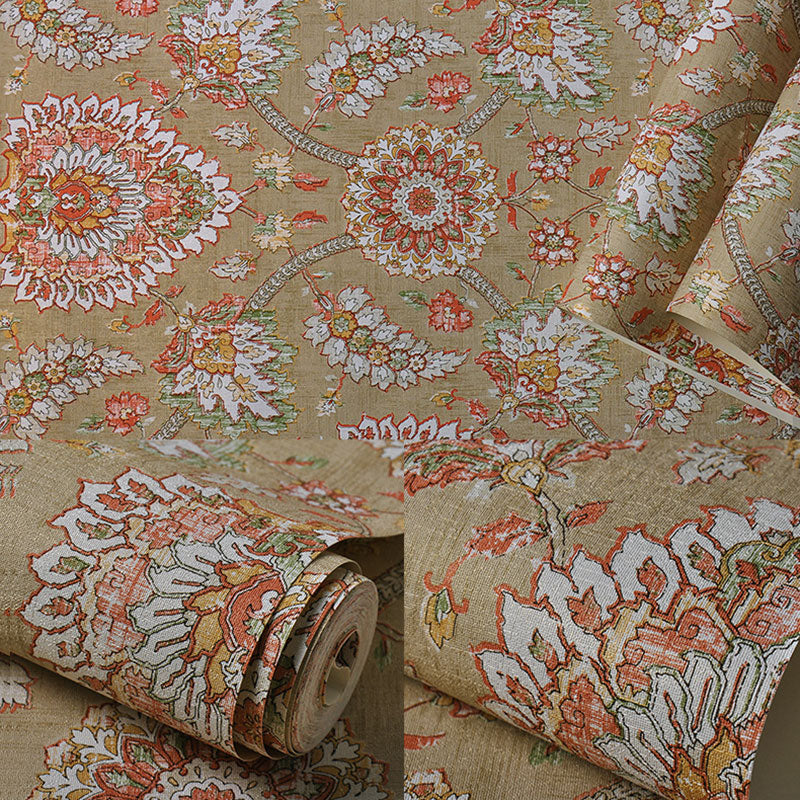 Bohemian Wallpaper Roll in Neutral Color Flower and Leaf Wall Covering for Living Room, 57.1 sq ft. Clearhalo 'Wall Decor' 'Wallpaper' 984610