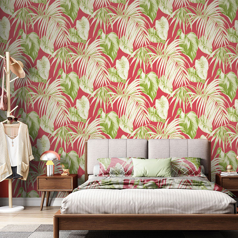 Water-Resistant Banana Leaves Wallpaper Roll 33' x 20.5" Minimalist Wall Art for Thai Restaurant Clearhalo 'Modern wall decor' 'Modern' 'Tropical wall decor' 'Tropical' 'Wallpaper' Wall Decor' 984646