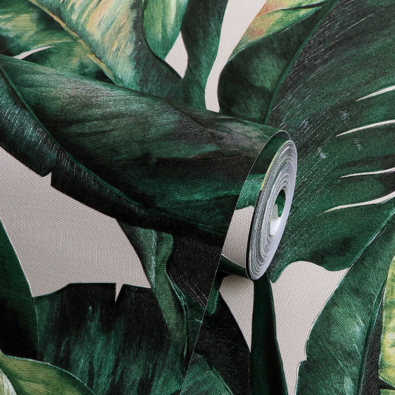 Tropical Banana Leaf Wall Covering for Accent Wall Contemporary Wallpaper, 33' by 20.5" Clearhalo 'Modern wall decor' 'Modern' 'Tropical wall decor' 'Tropical' 'Wallpaper' Wall Decor' 984659