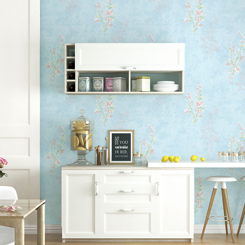 Soft Color Minimalist Wall Covering 20.5 in x 33 ft Flower and Leaf Wallpaper Roll for Girl's Bedroom Clearhalo 'Country wall decor' 'Rustic' 'Wallpaper' Wall Decor' 984797