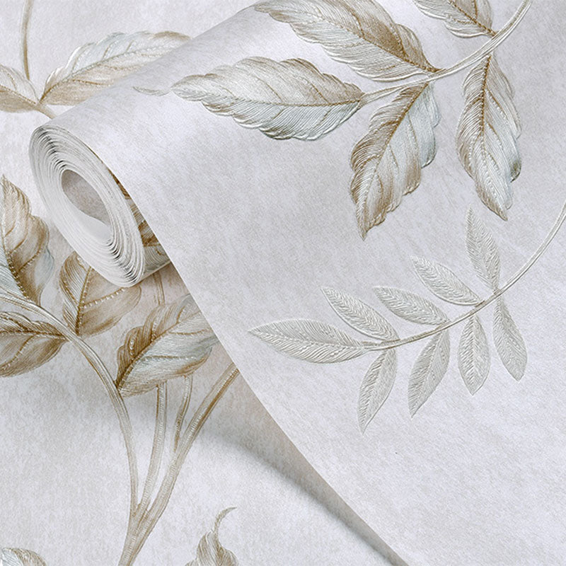 Contemporary Leaves and Stem Wallpaper for Accent Wall, 20.5 in x 33 ft Wall Art in Soft Color Clearhalo 'Country wall decor' 'Rustic' 'Wallpaper' Wall Decor' 984854