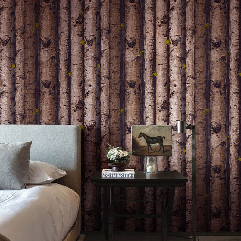 Stain-Resistant Log Cabin Wallpaper Plaster Retro Wall Art for Accent Wall, 20.5-inch x 33-foot Brown Clearhalo 'Country wall decor' 'Rustic' 'Wallpaper' Wall Decor' 986467