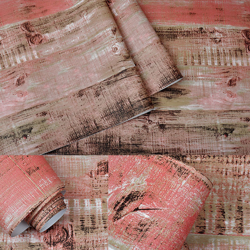 Vintage Non-Pasted Wall Covering Pastel Red Beachwood Wallpaper Roll, 33'L x 20.5"W Clearhalo 'Country wall decor' 'Rustic' 'Wallpaper' Wall Decor' 986476